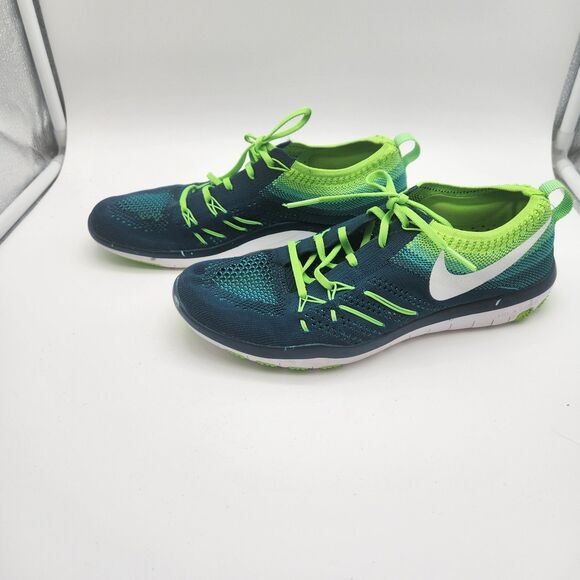 Nike Free Run Motion Flyknit Running Shoes Lightweight Womens Size 8 Blue Green - Picture 2 of 8